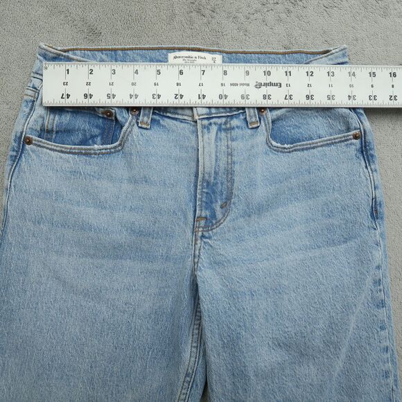 Abercrombie & Fitch Jeans Womens 4L Blue Mid-Rise Straight 32" Inseam Distressed - Picture 15 of 16